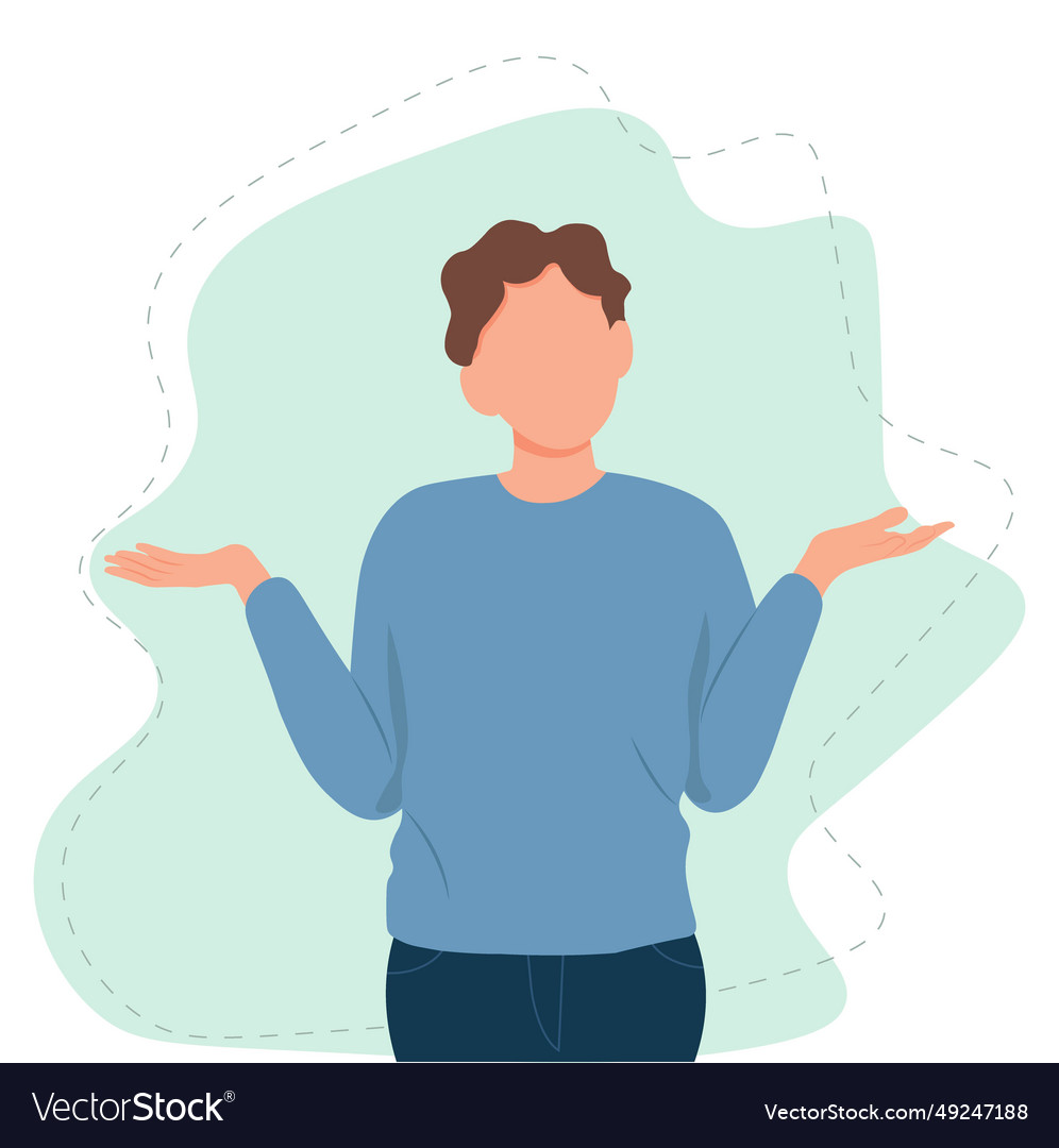 Man shrugging with a curious expression