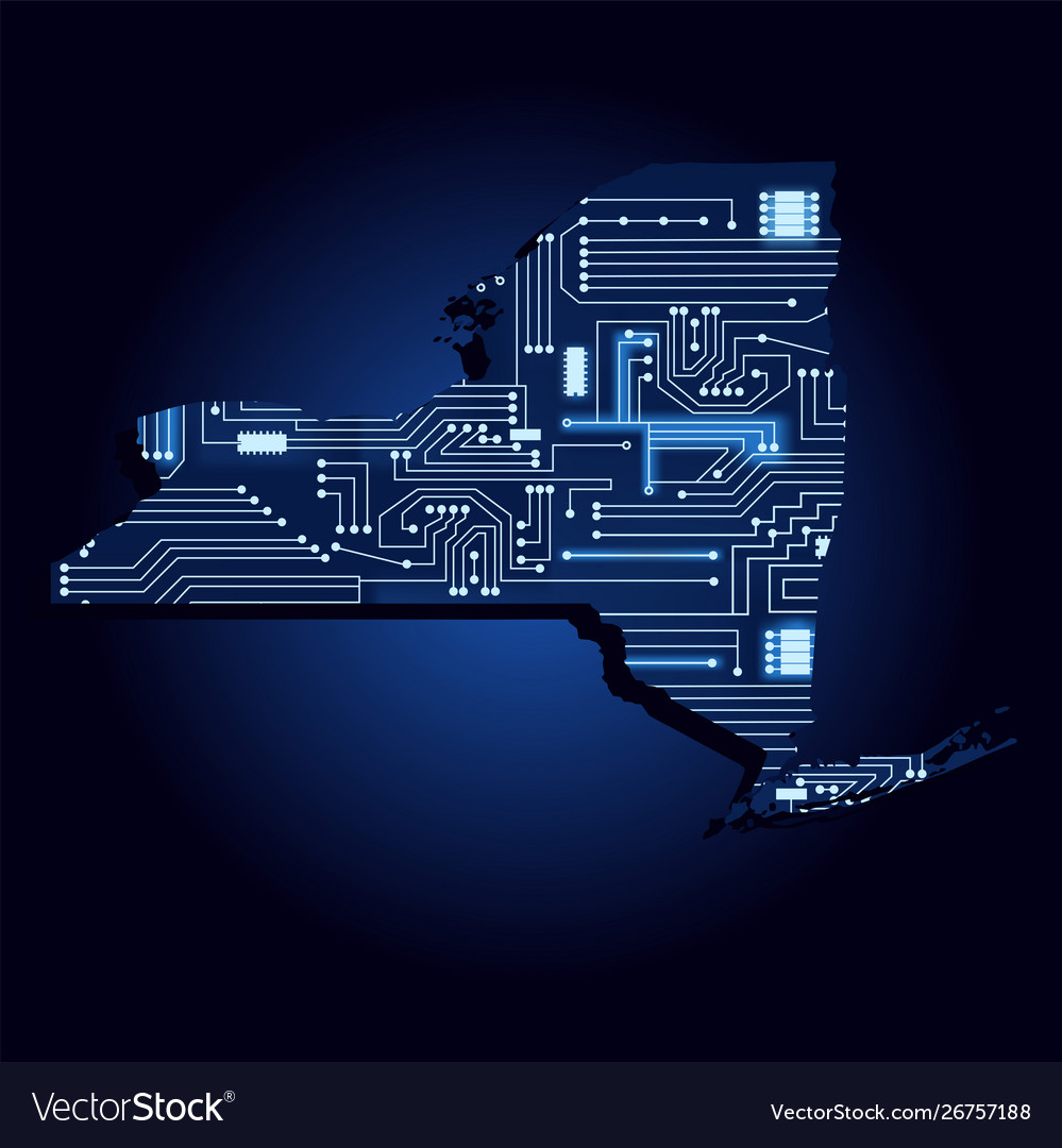 Map new york with electronic circuit