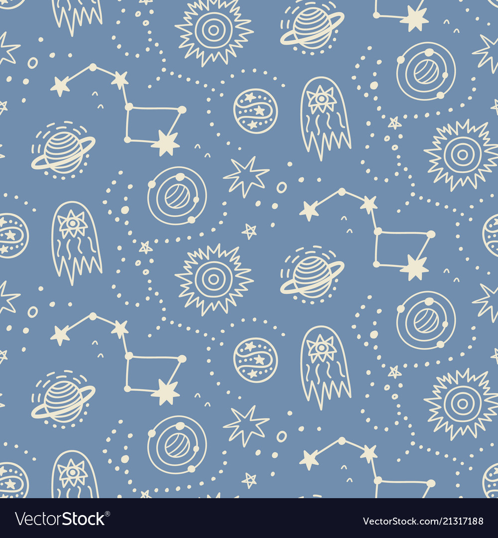 Outer space childish seamless pattern vector image Outer space childish seamless pattern