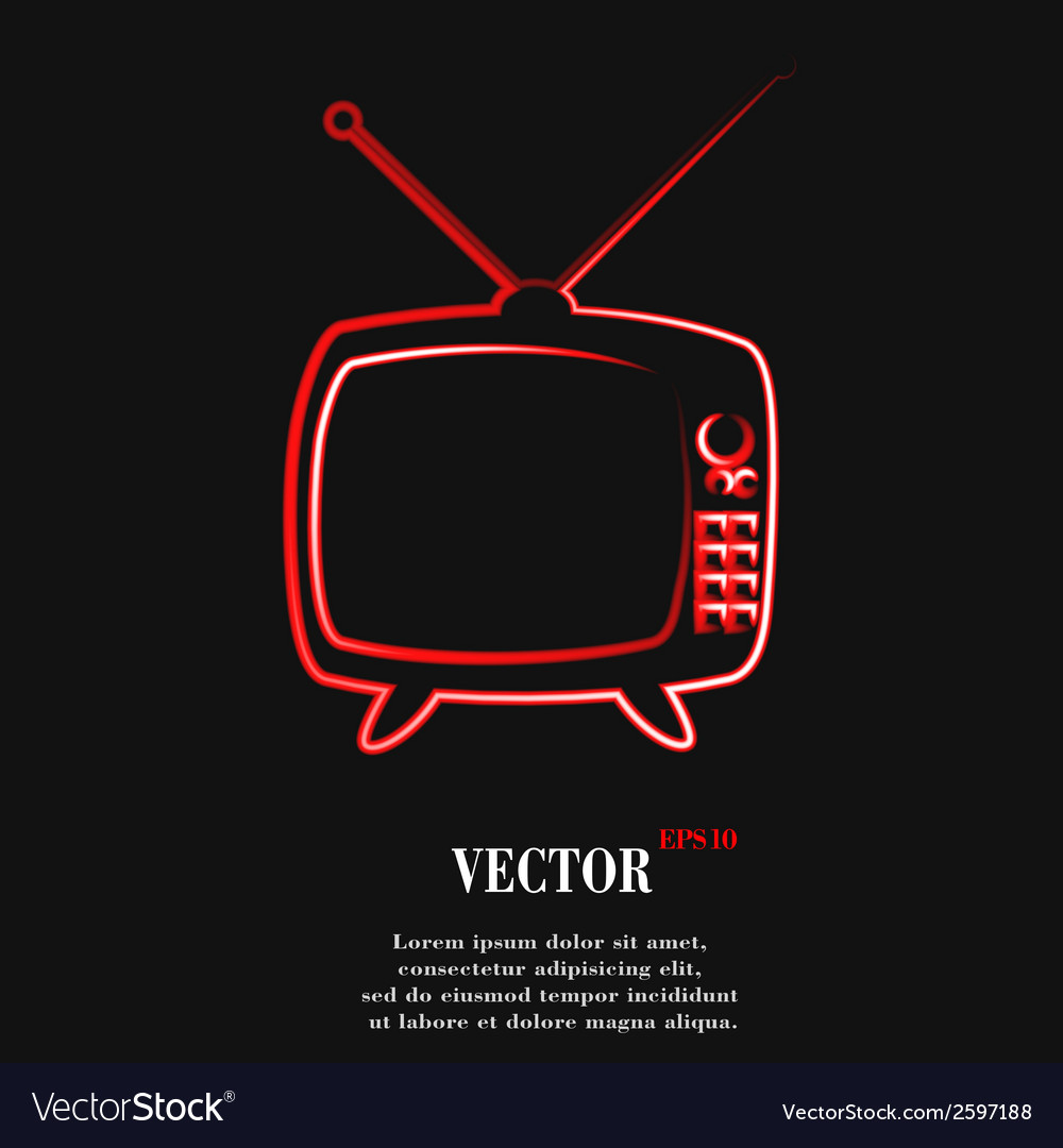 Retro tv flat modern web button and space for your