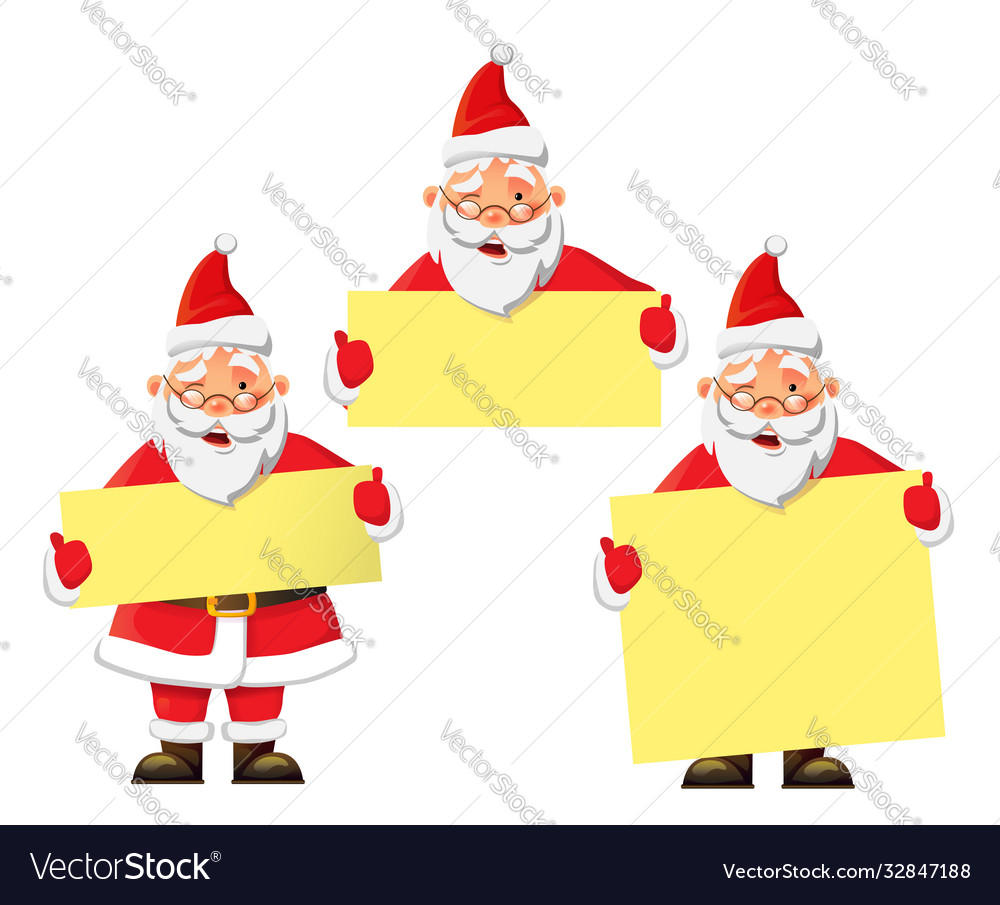 Santa claus holding poster Royalty Free Vector Image