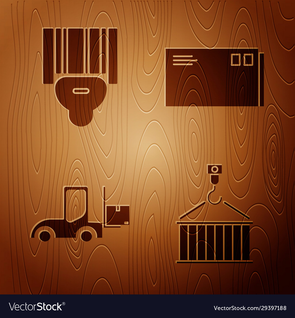 Set container on crane scanner scanning bar code vector image Set container on crane scanner scanning bar code