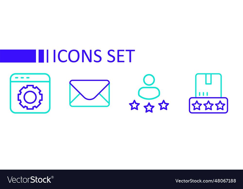 Set line consumer product rating mail and e-mail Vector Image Set line consumer product rating mail and e-mail