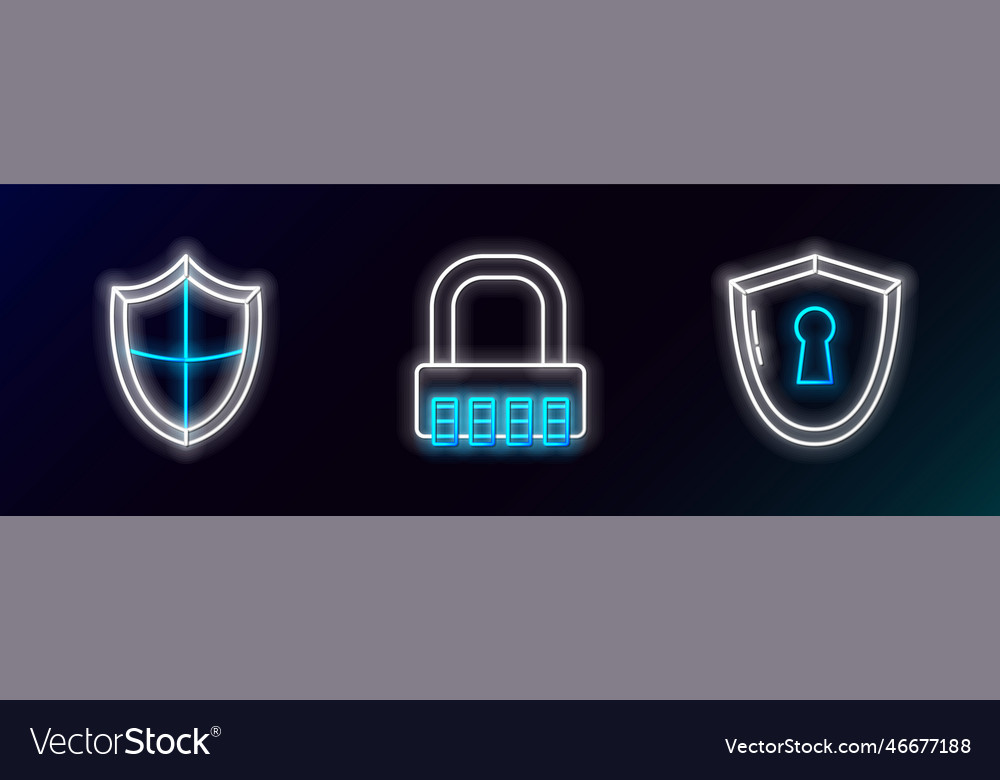 Set line shield with keyhole and safe combination vector image Set line shield with keyhole and safe combination