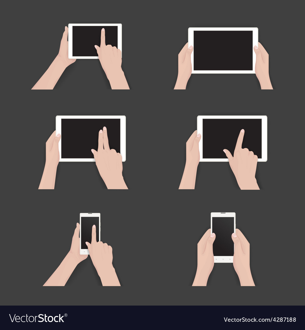 Set of commonly used multitouch gestures Vector Image