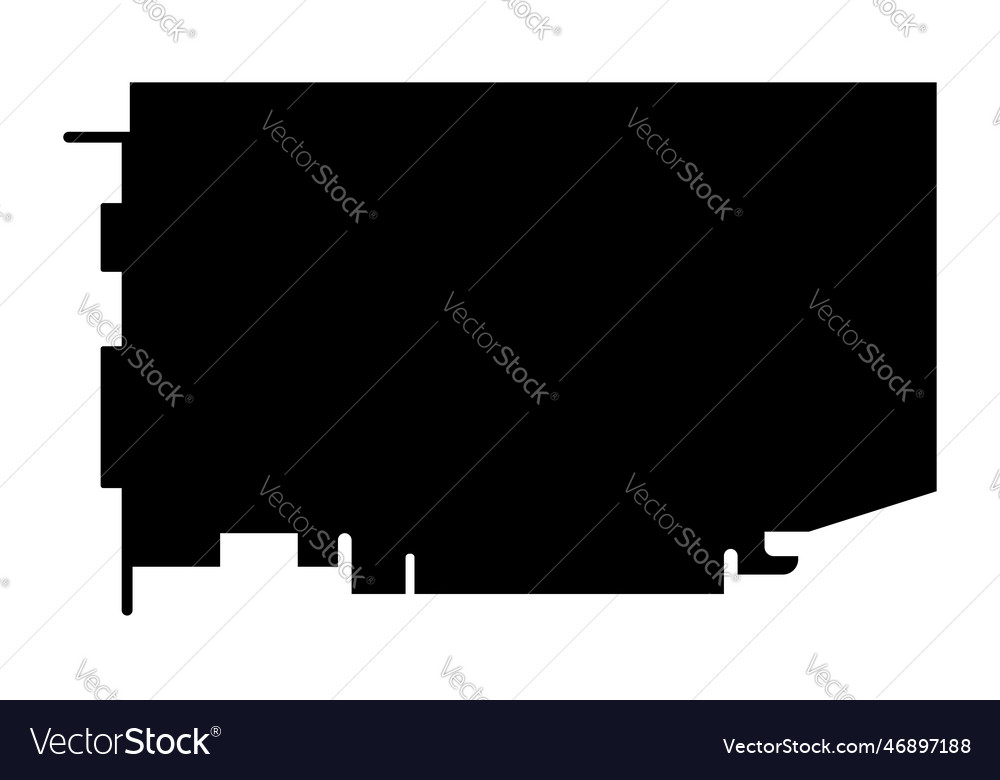 Silhouette of computer board for pc isolated