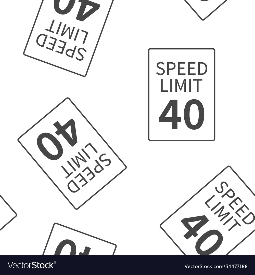 Speed limit 40 mph seamless pattern on a white Vector Image Speed limit 40 mph seamless pattern on a white