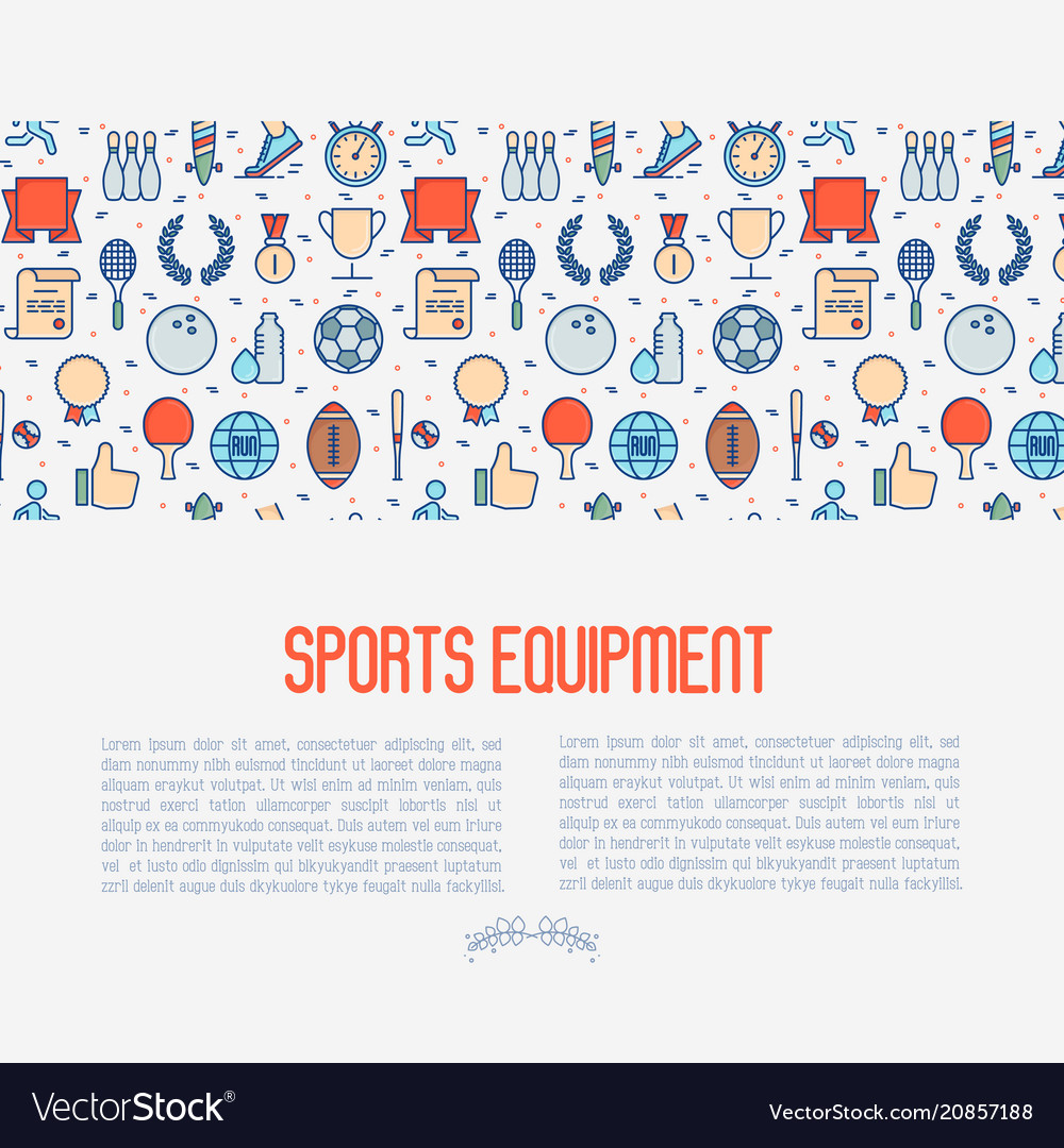 Sport equipment concept with thin line icons