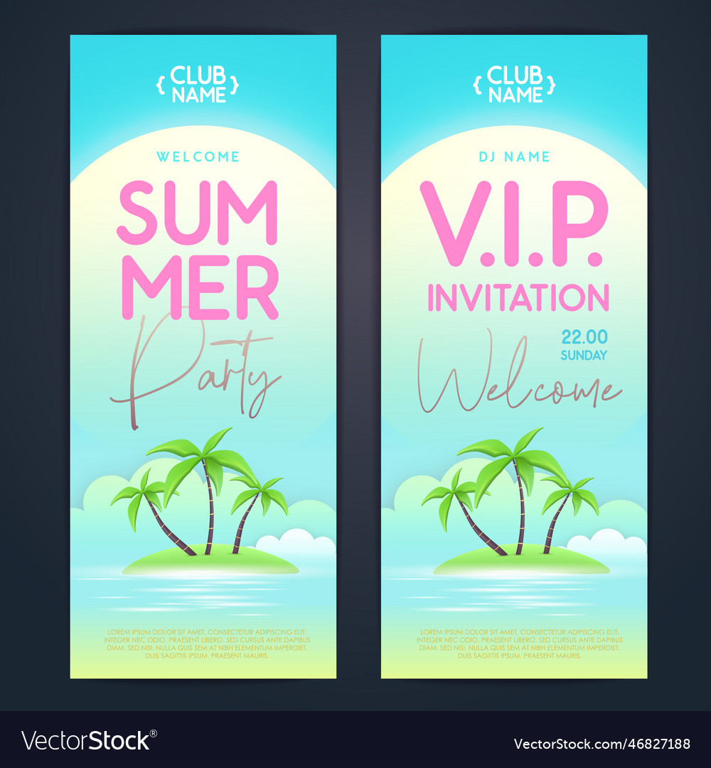 Summer disco party poster with 3d palm trees Vector Image