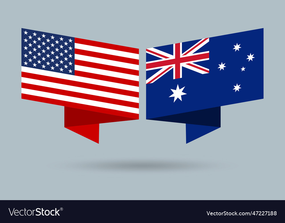 Usa and australia flags australian and american Vector Image