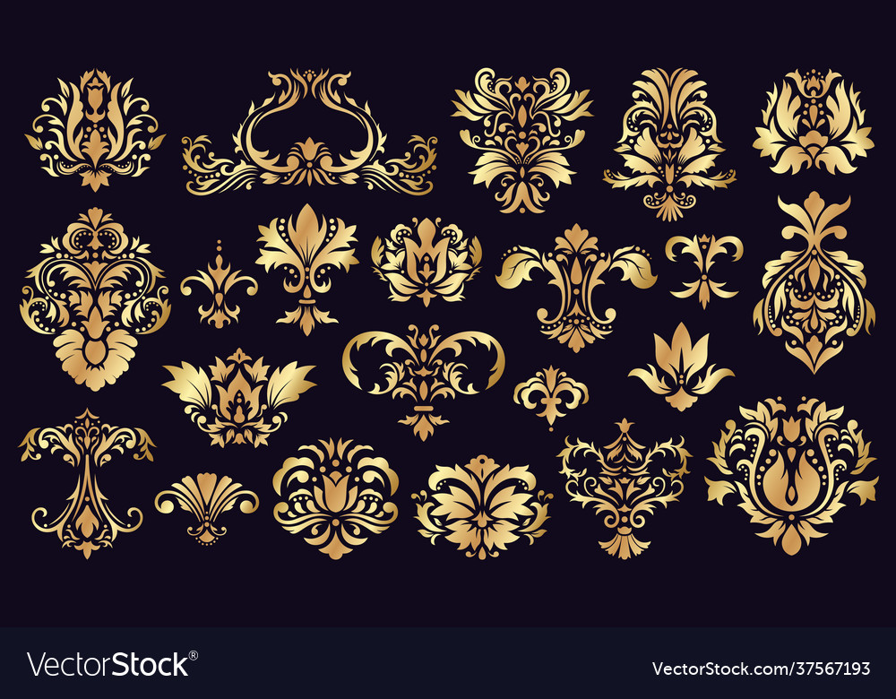 Antique damask ornaments golden baroque rococo Vector Image