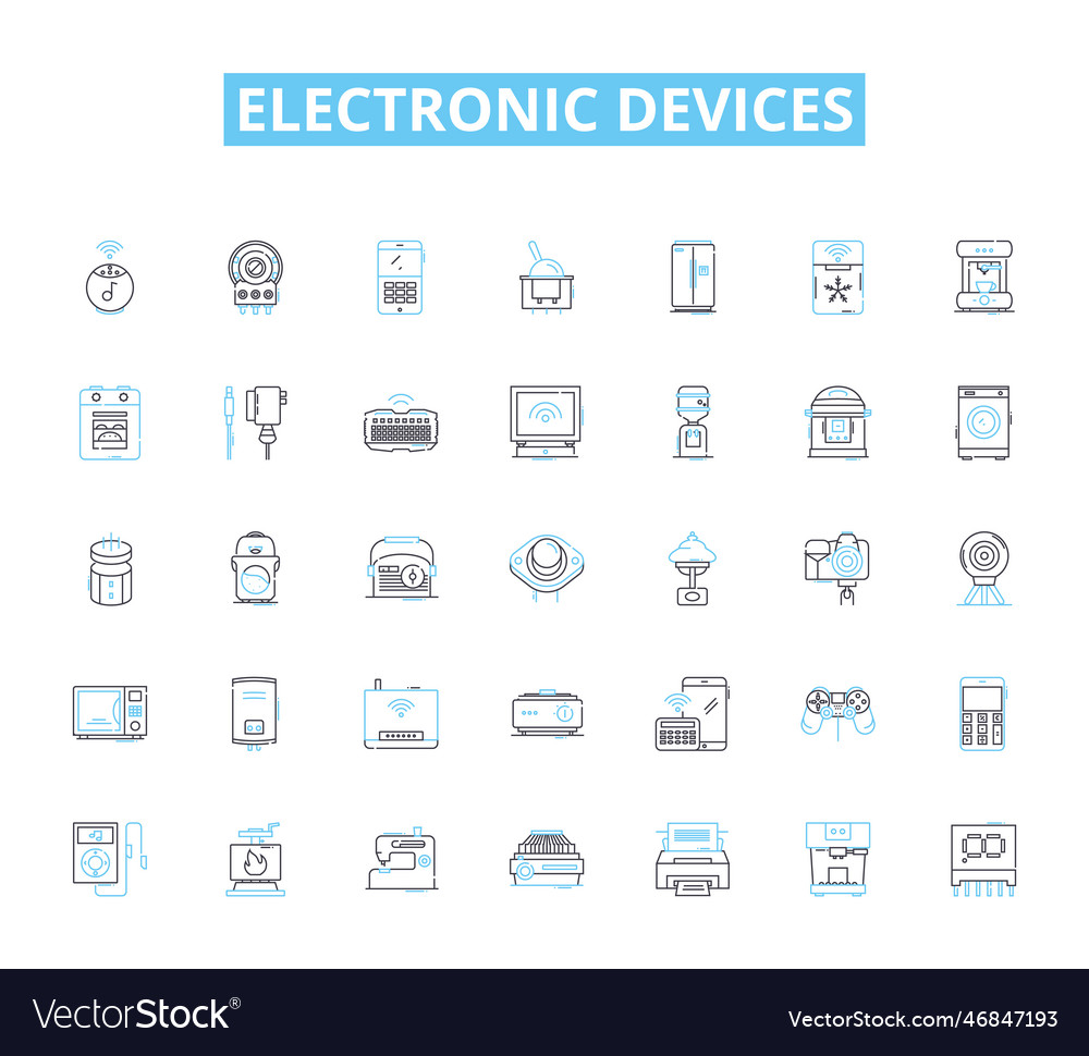 Electronic devices linear icons set smartph