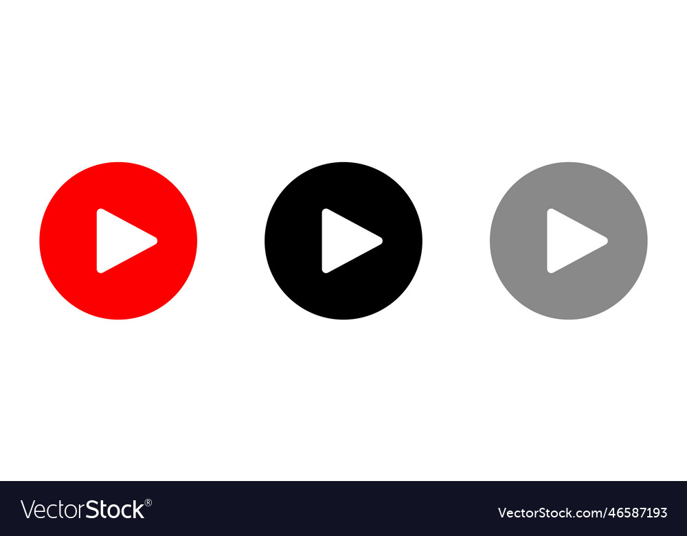 Flat design play button icon set vector image Flat design play button icon set