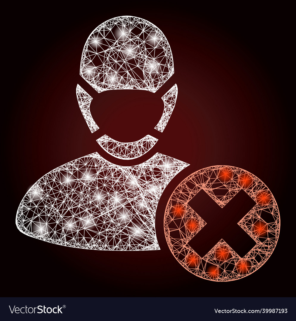 Glowing net mesh wrong masked man with light spots vector image Glowing net mesh wrong masked man with light spots