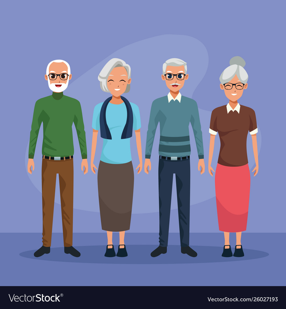 Grandparents characters smiling cartoons isolated Vector Image