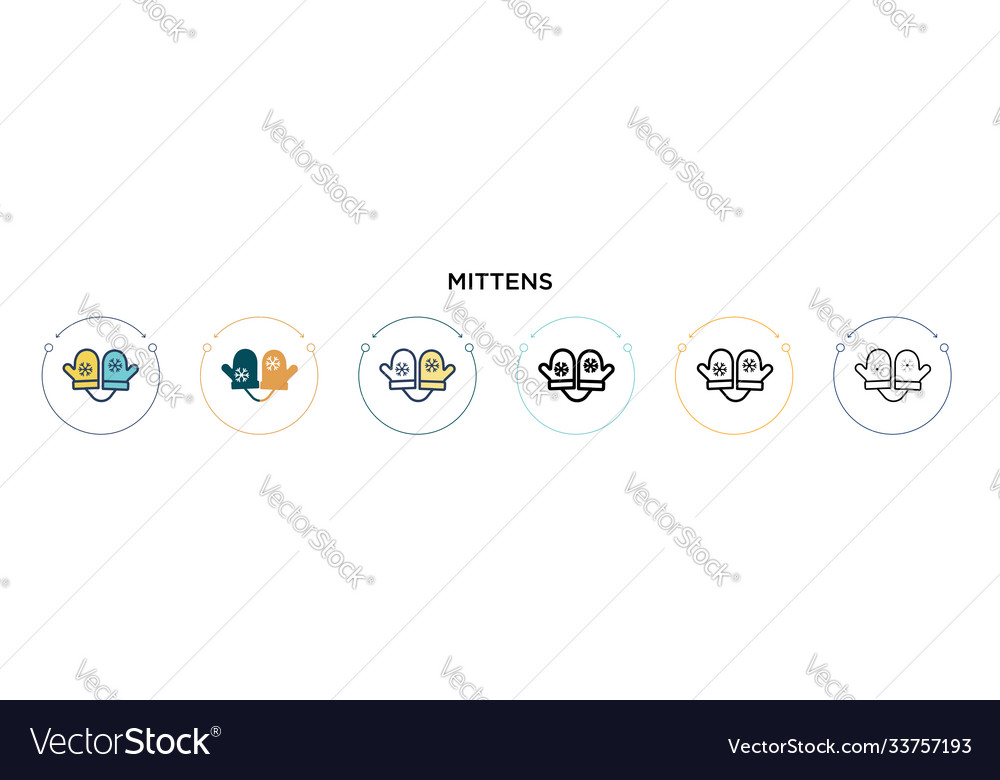 Mitten-Symbol in gefüllter dünner Linie Umriss