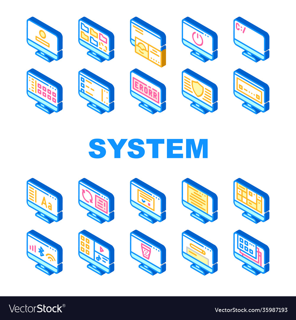 Operating system pc collection icons set
