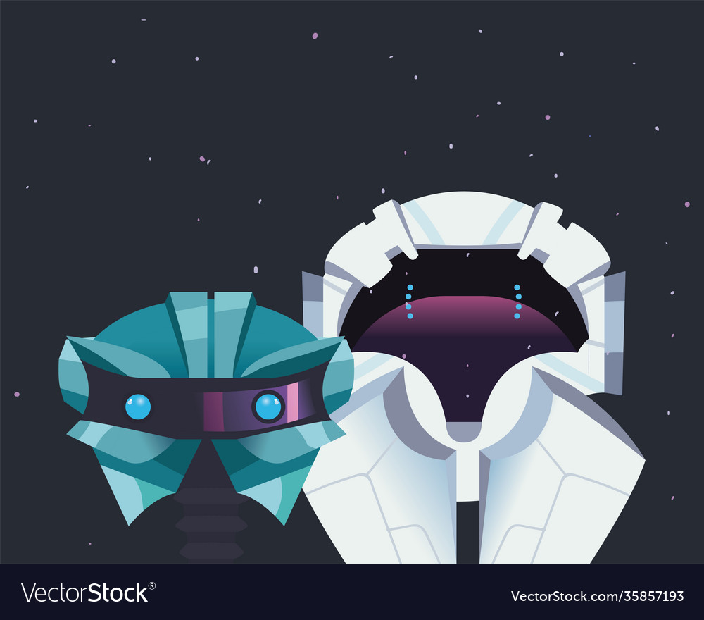 Robots cartoons at space design