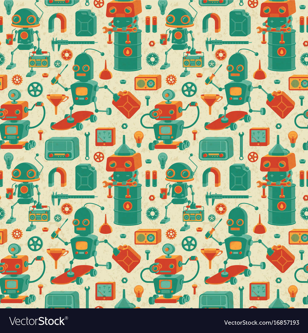 Save robots pattern Royalty Free Vector Image - VectorStock