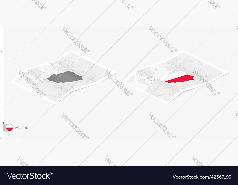 Set of two realistic map poland with shadow