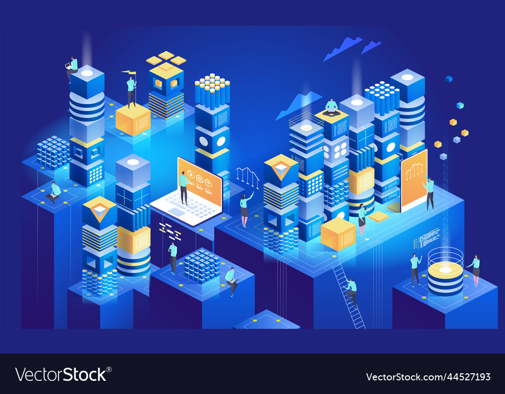 Technology isometric concept data network Vector Image