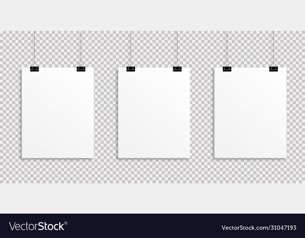 Weiß realistische Plakate hängen auf transparent