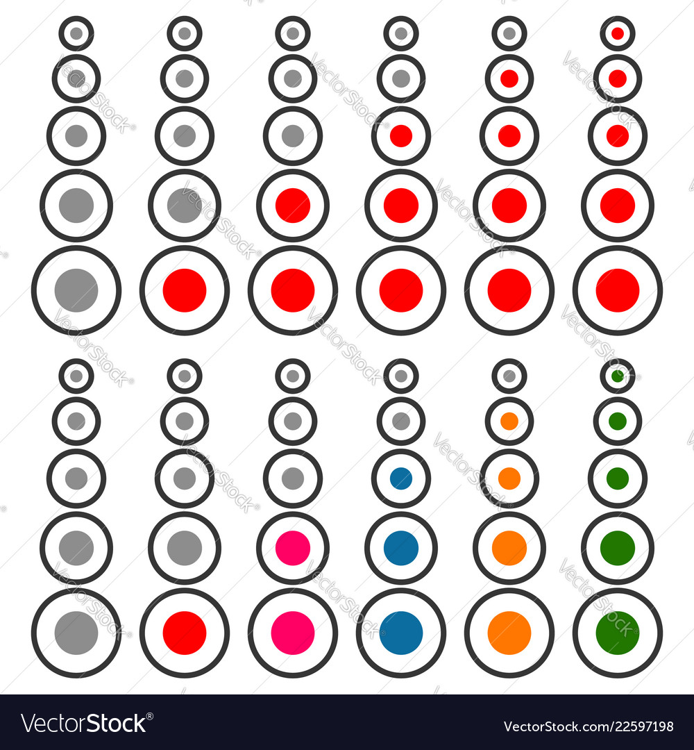 5 step progress level indicator set red