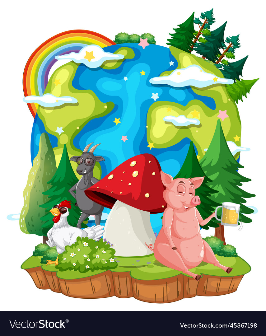 Animals on the planet earth Royalty Free Vector Image