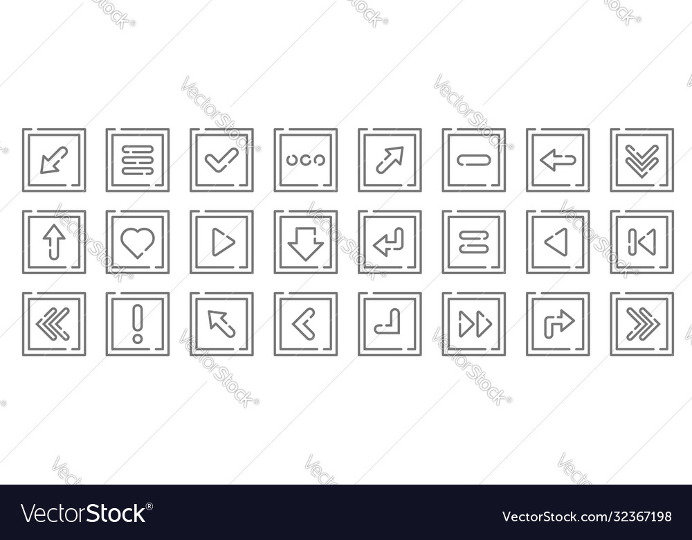 Arrow line icons linear set quality