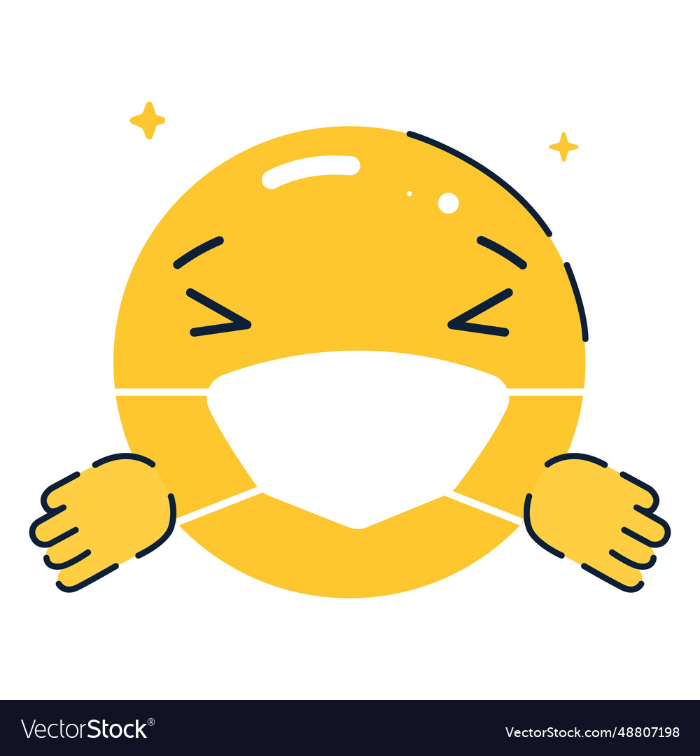 Emoji hugging with facemask flat Royalty Free Vector Image