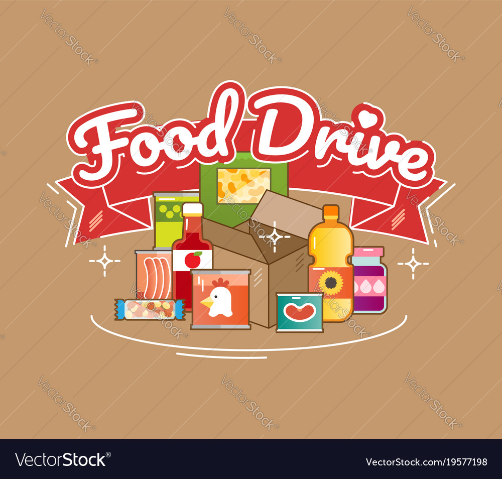 Food drive charity movement Royalty Free Vector Image