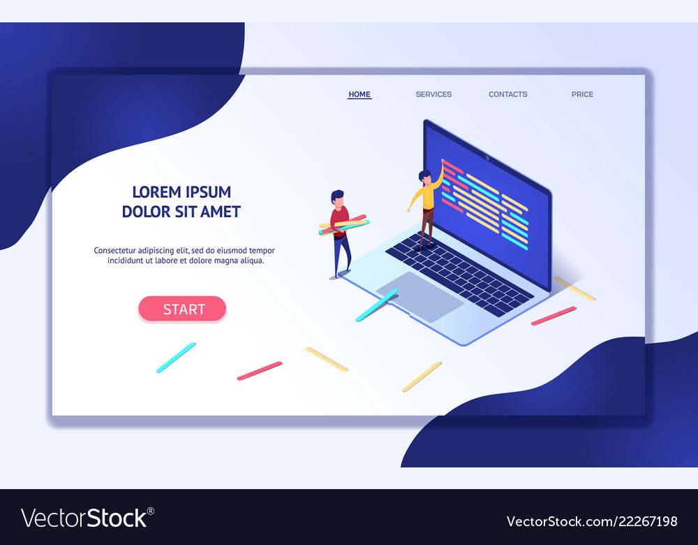 Isometric Web Banner Development Process Vector Image