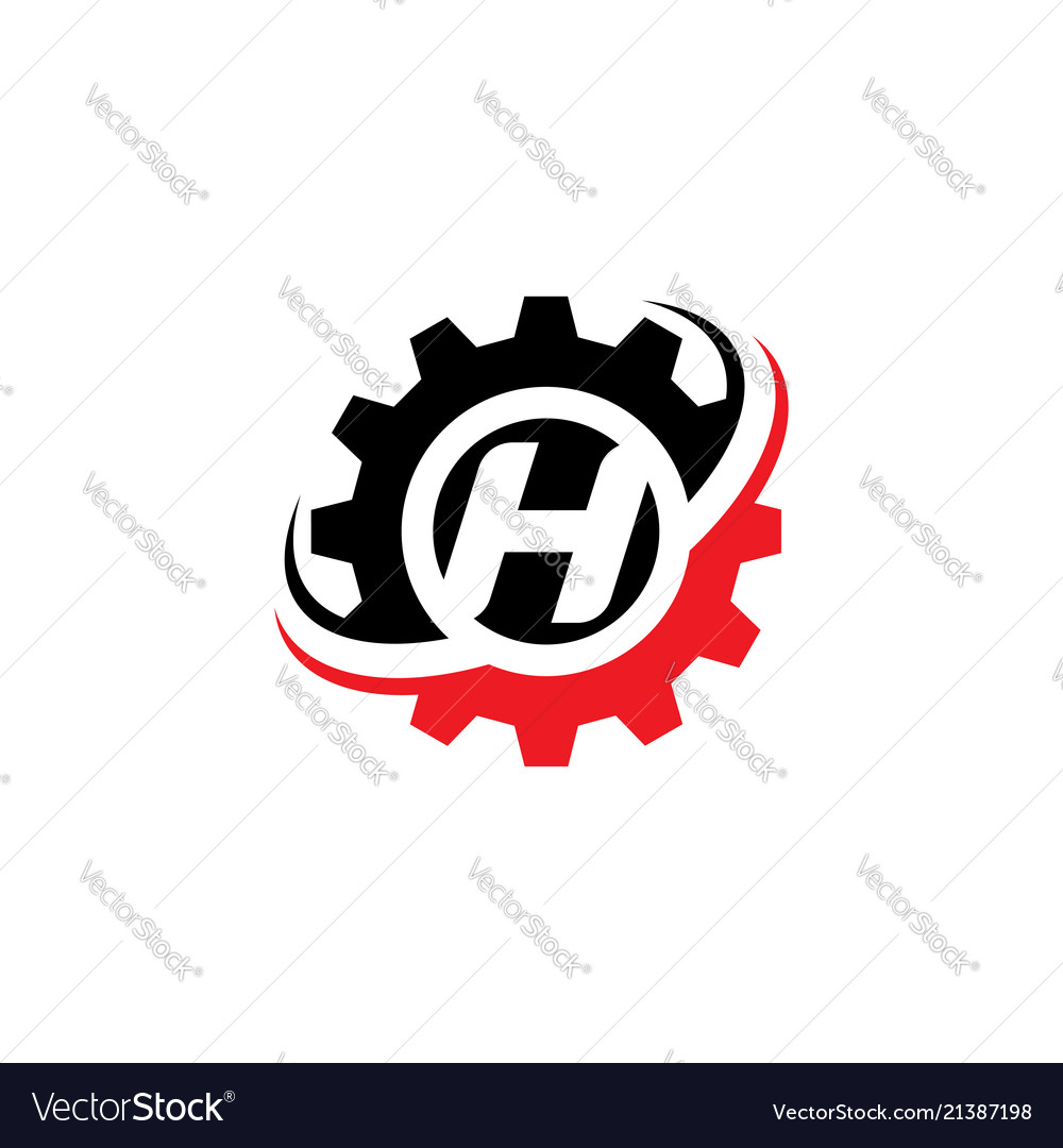 Brief h Getriebe Logo Design Vorlage