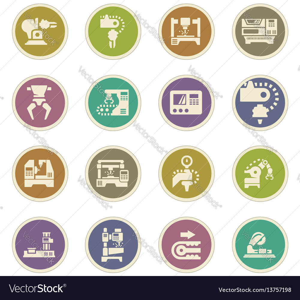 Machine tool icons set