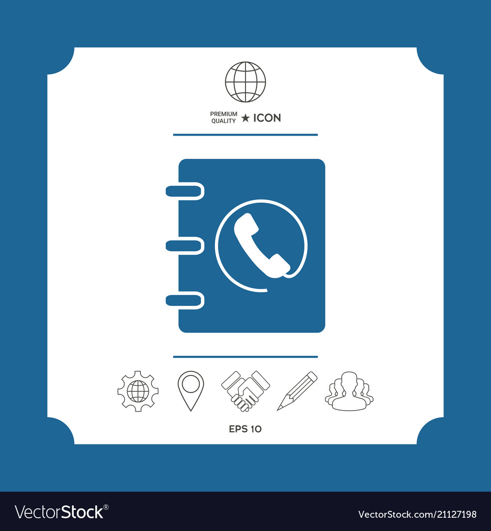 Notebook address phone book icon with handset vector image Notebook address phone book icon with handset