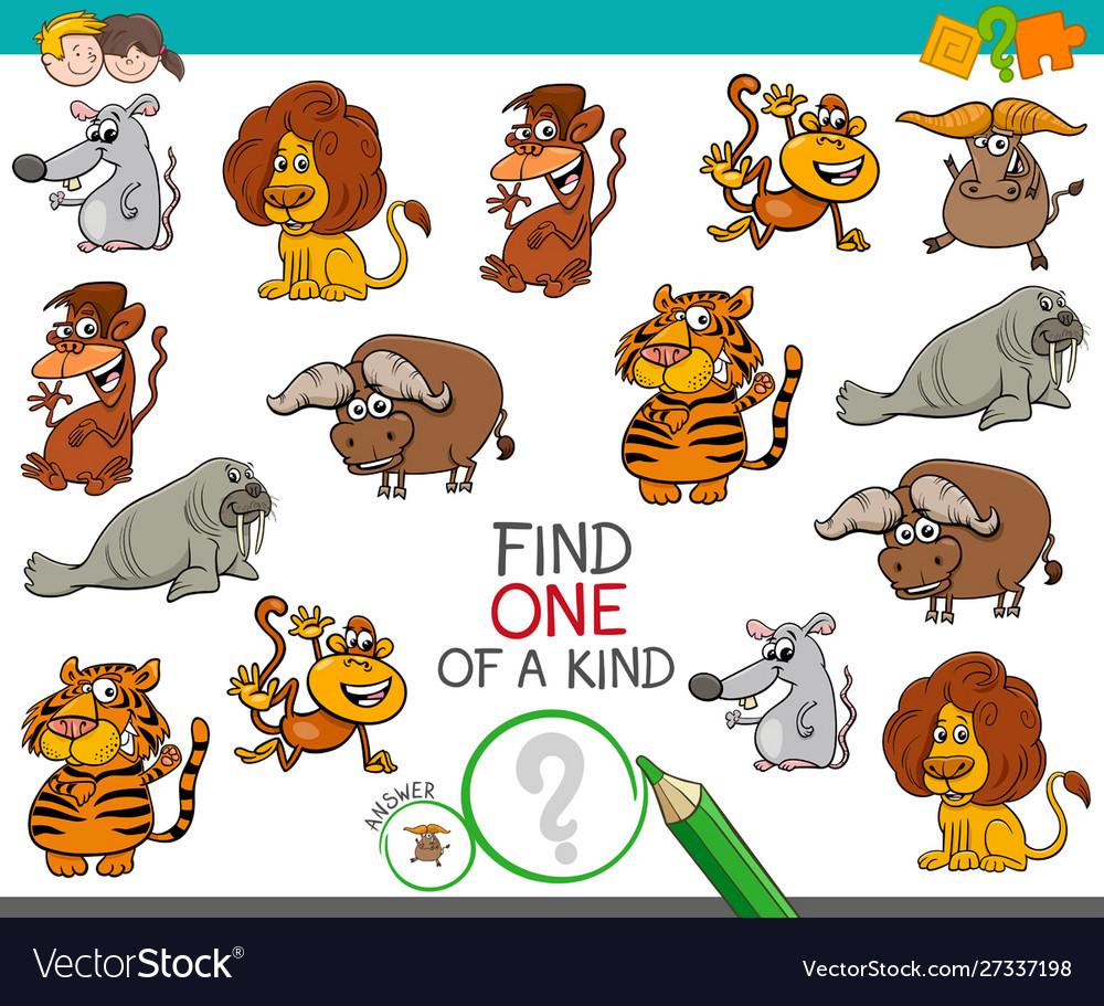 One a kind game with wild animal characters Vector Image