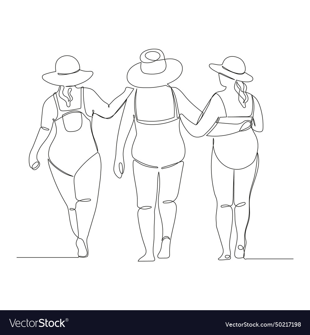 One line continuous drawing of three plus size vector image One line continuous drawing of three plus size