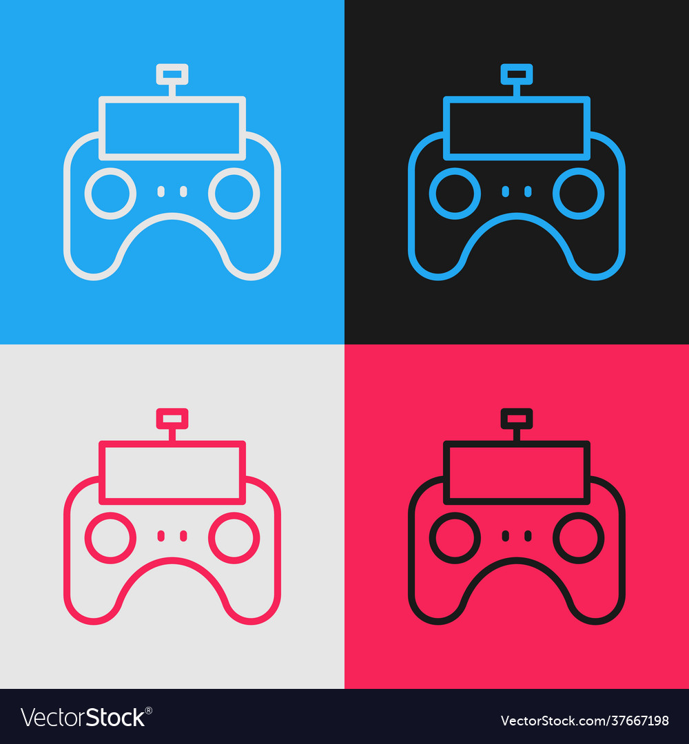 Pop art line remote control icon isolated on color vector image Pop art line remote control icon isolated on color