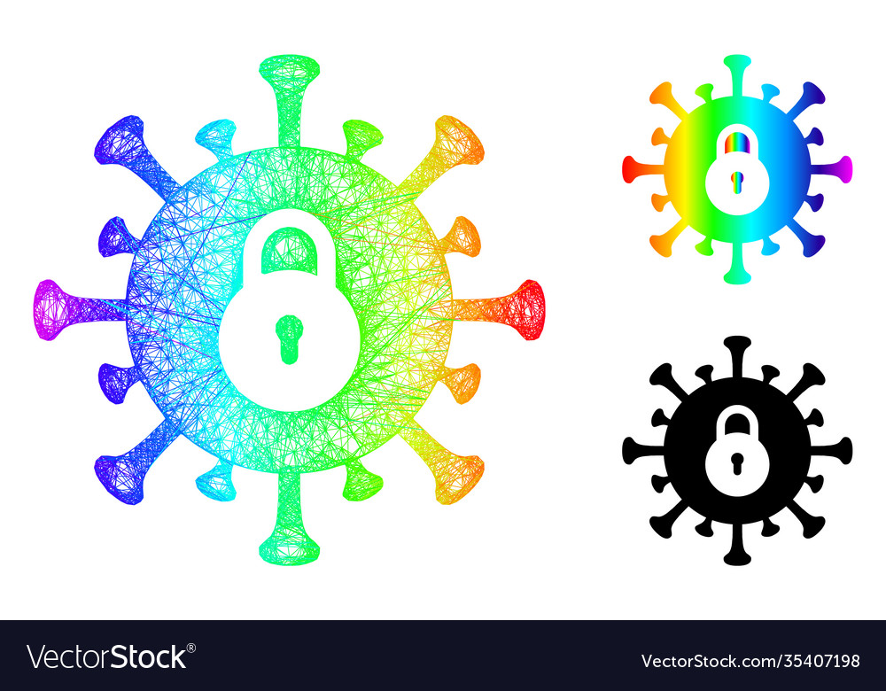 Rainbow net mesh gradient outbreak lockdown icon Vector Image Rainbow net mesh gradient outbreak lockdown icon