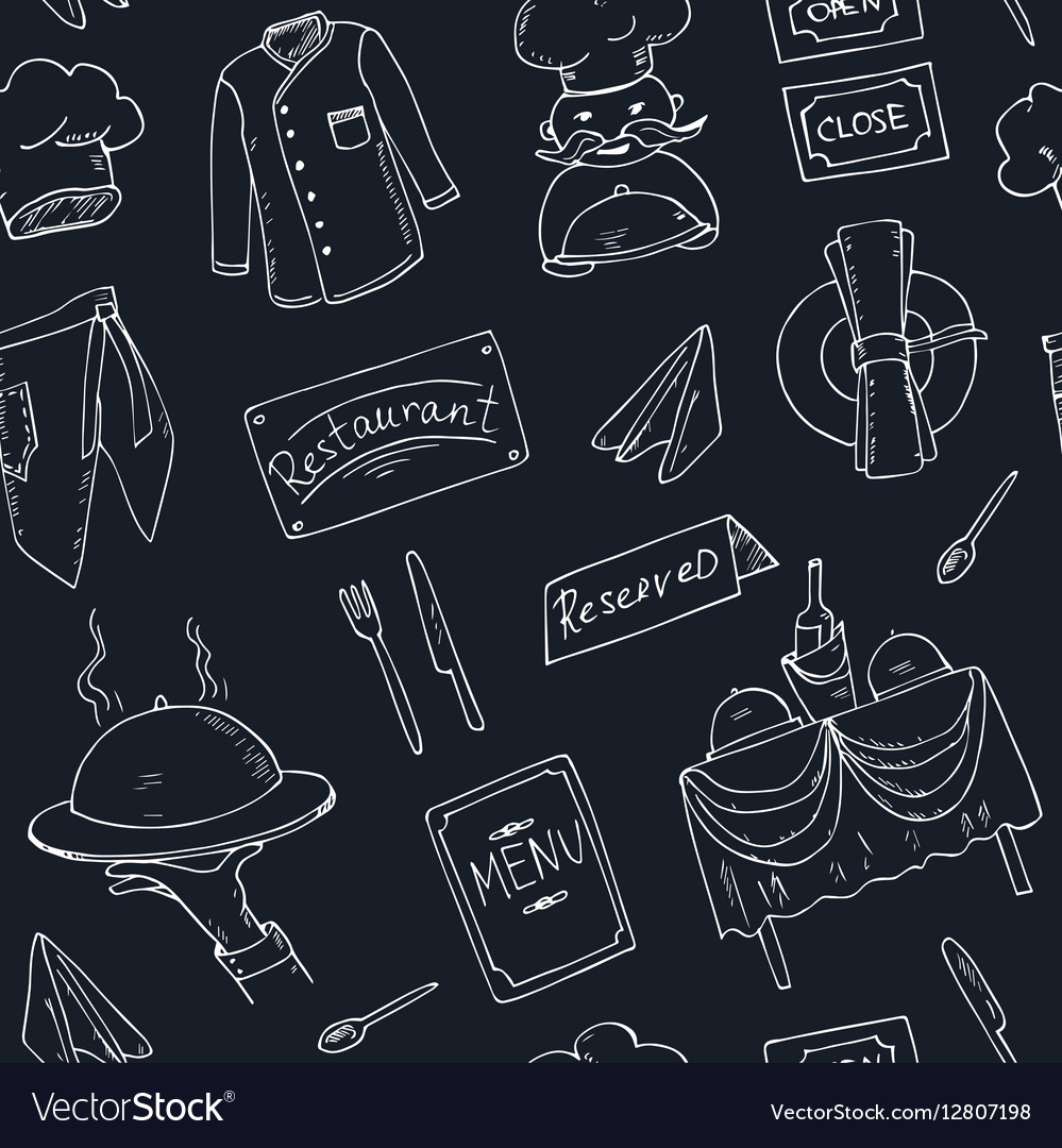 Restaurant doodle seamless pattern