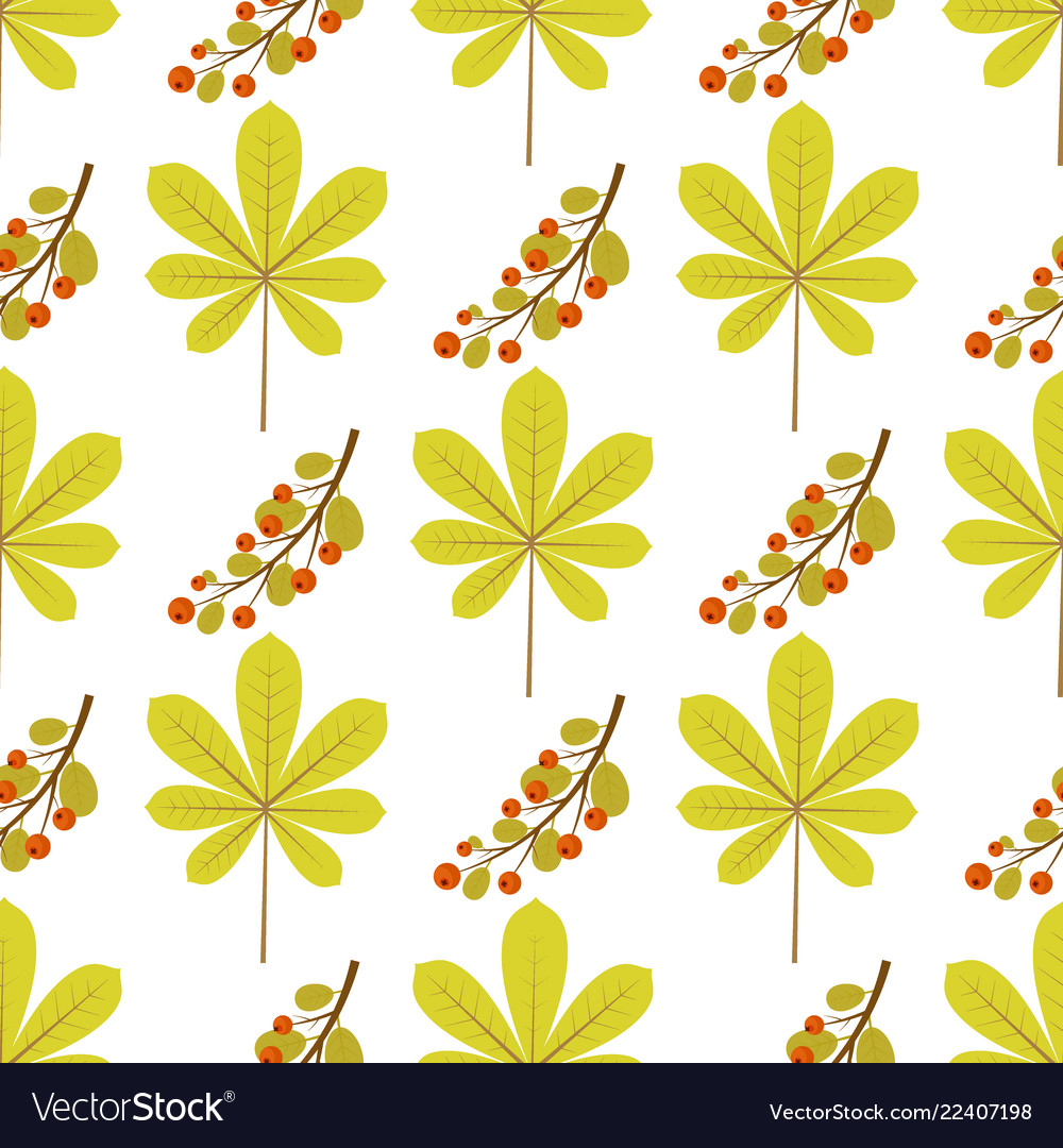 Seamless pattern with chestnut leaf and branch