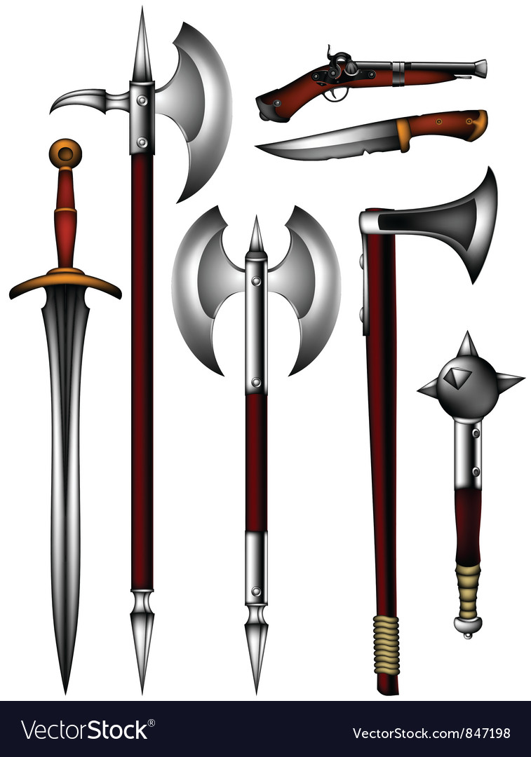 Set Ancient Weapon Royalty Free Vector Image - Vectorstock