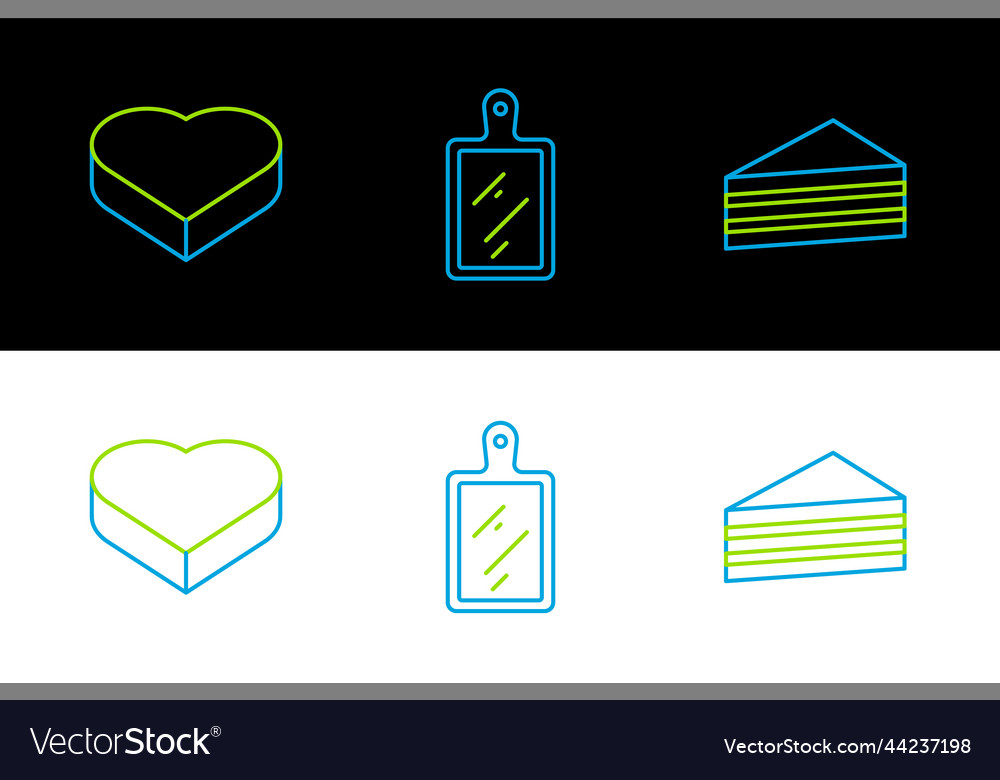 Set line cake candy in heart shaped box