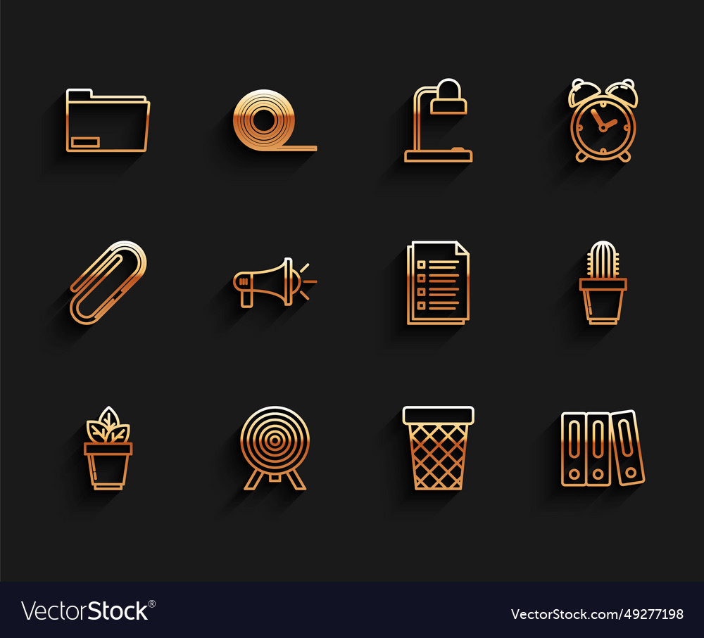 Set line flowers in pot target document folder Vector Image Set line flowers in pot target document folder