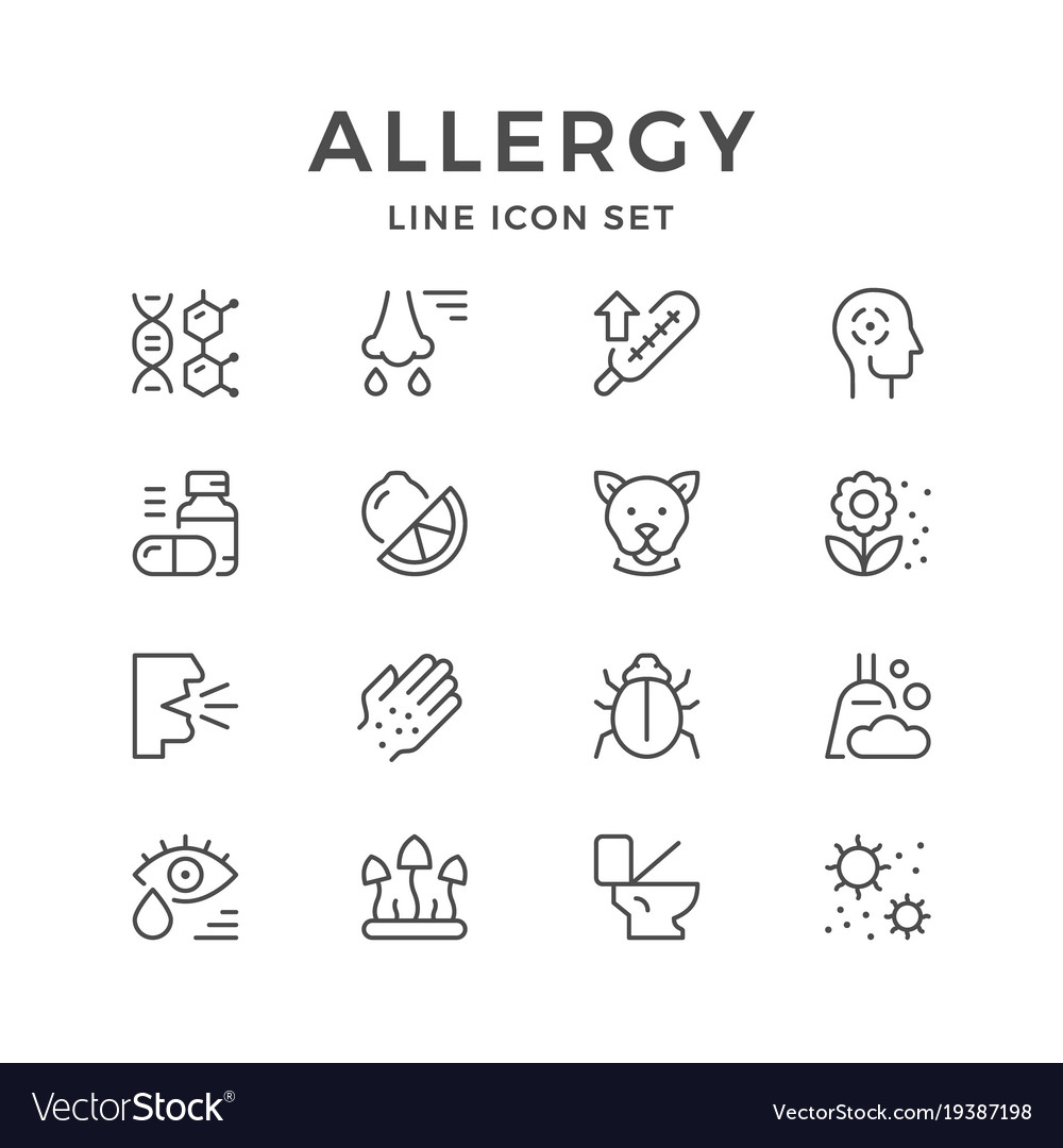 Set Line Icons Of Allergy Royalty Free Vector Image