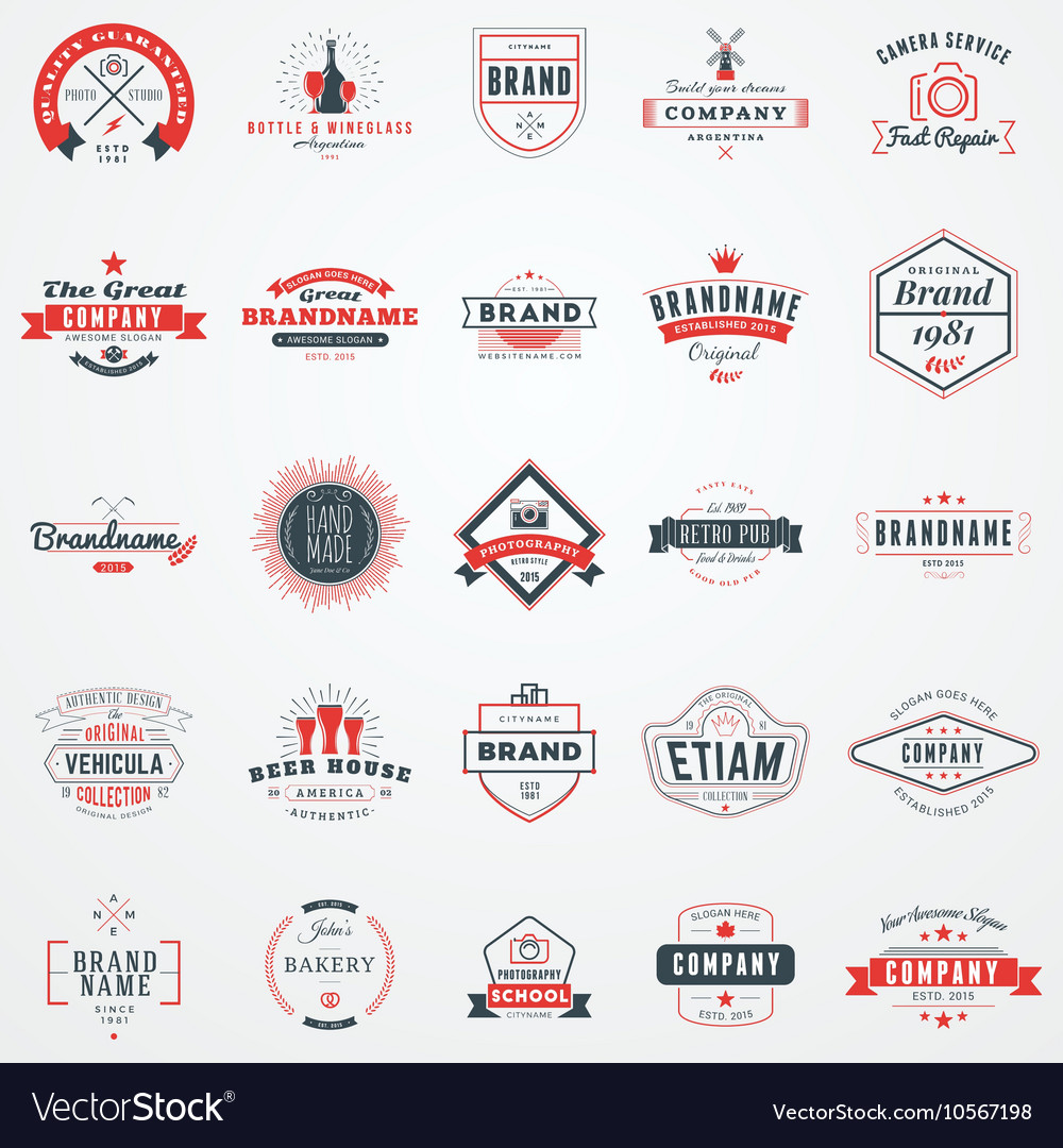 Set of retro logotype templates collection of 25 Vector Image