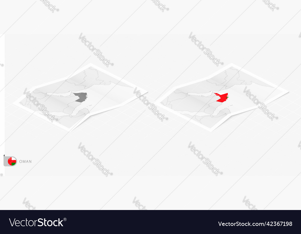 Set of two realistic map oman with shadow