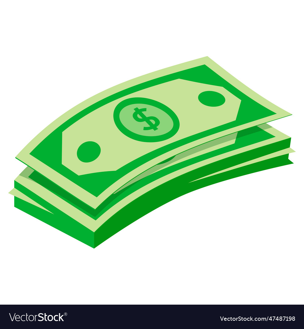 Stack Of Cash Money Dollar Currency Green Vector Image