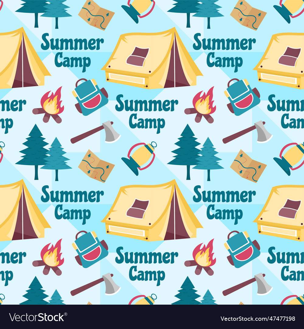 Summer camp seamless pattern design of camping