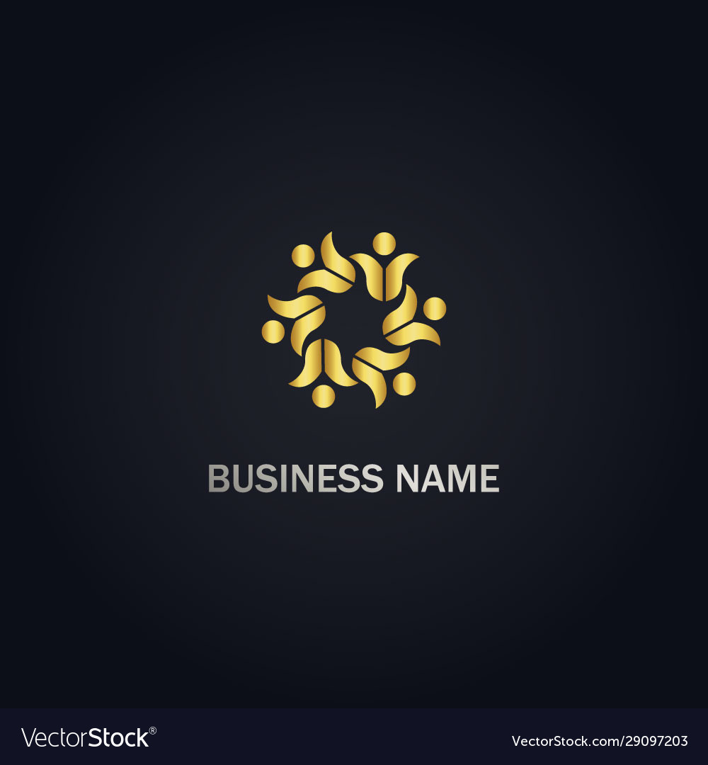 Circle abstract people unity gold logo